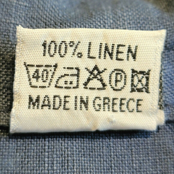 Beslika Blue Chambray Linen Tunic Top Short Sleeve Classic Minimalist Casual L - Picture 10 of 11